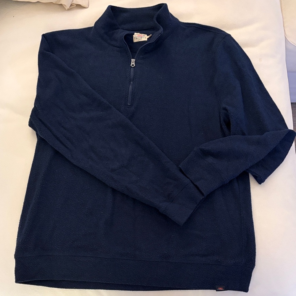 Faherty Men's Navy Quarter Zip Sweater